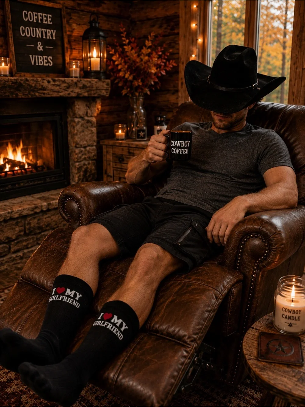 Men's Black 'I ♥ My Girlfriend' Crew Socks